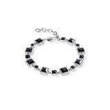 Armband Geometry Spinell und Edelstahl Silber-Schwarz