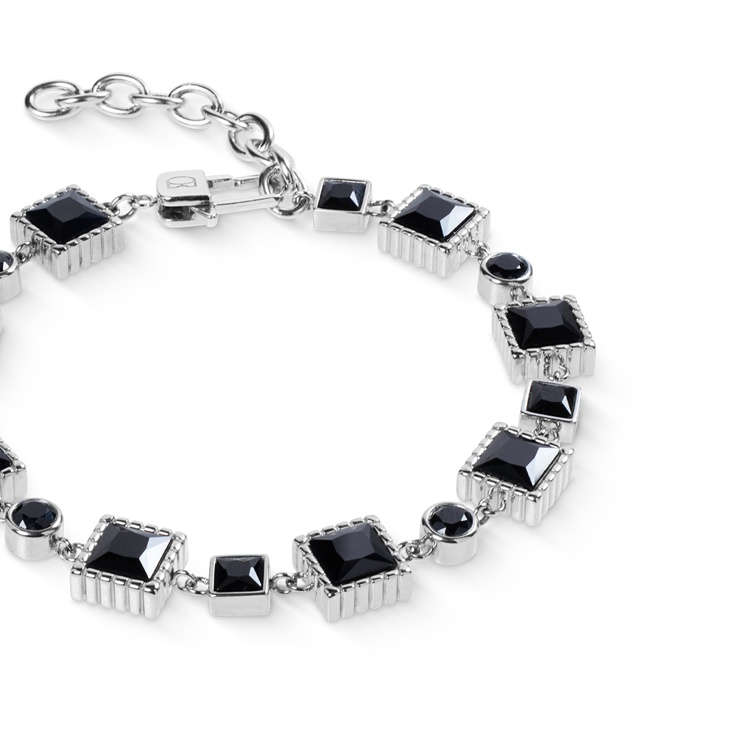 Armband Geometry Spinell und Edelstahl Silber-Schwarz