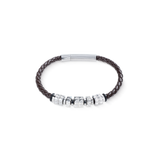 Armband Leder Braun mit Edelstahl Spikes Cubes