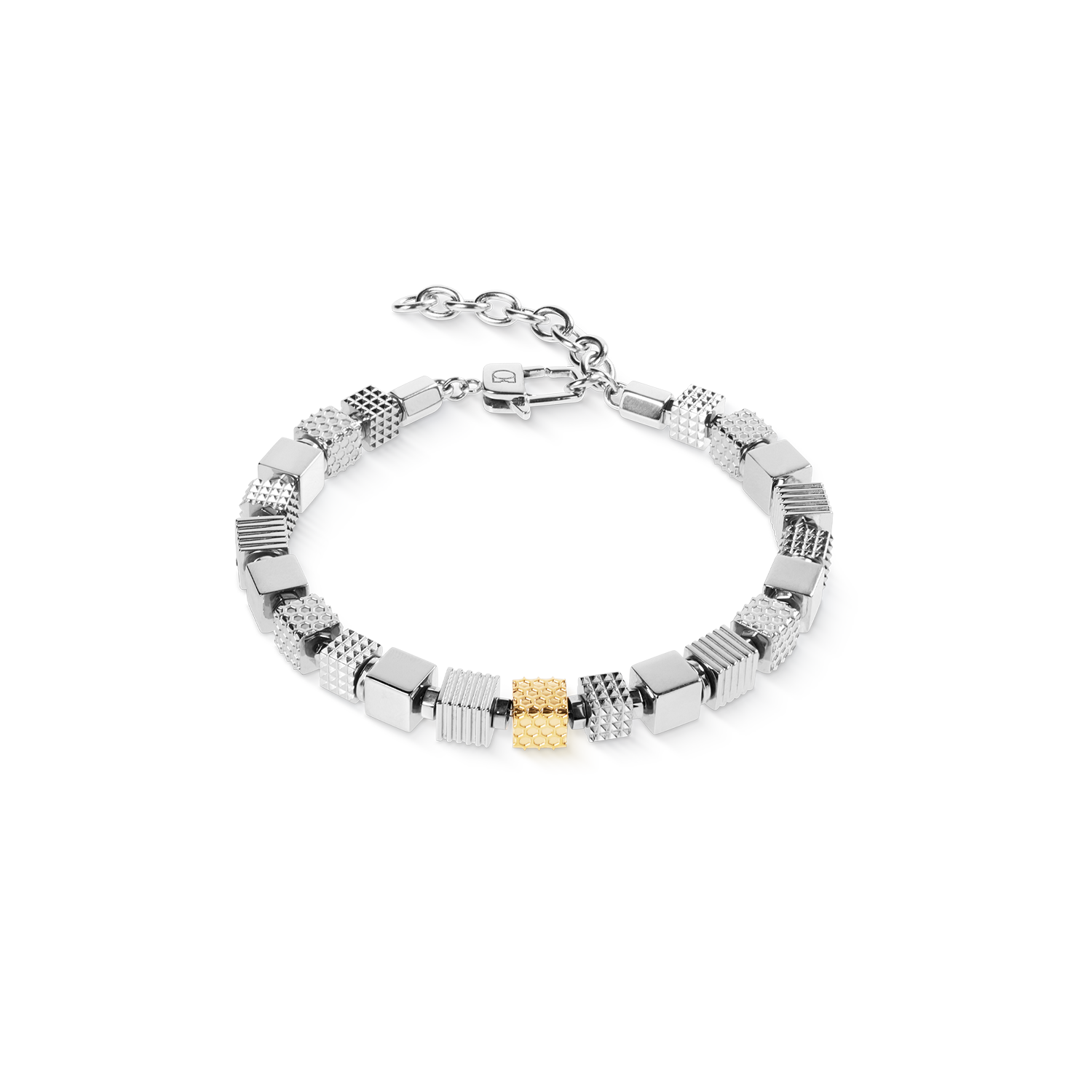 Armband Edelstahl Cubes Graphic Relief und Edelstahl Gold