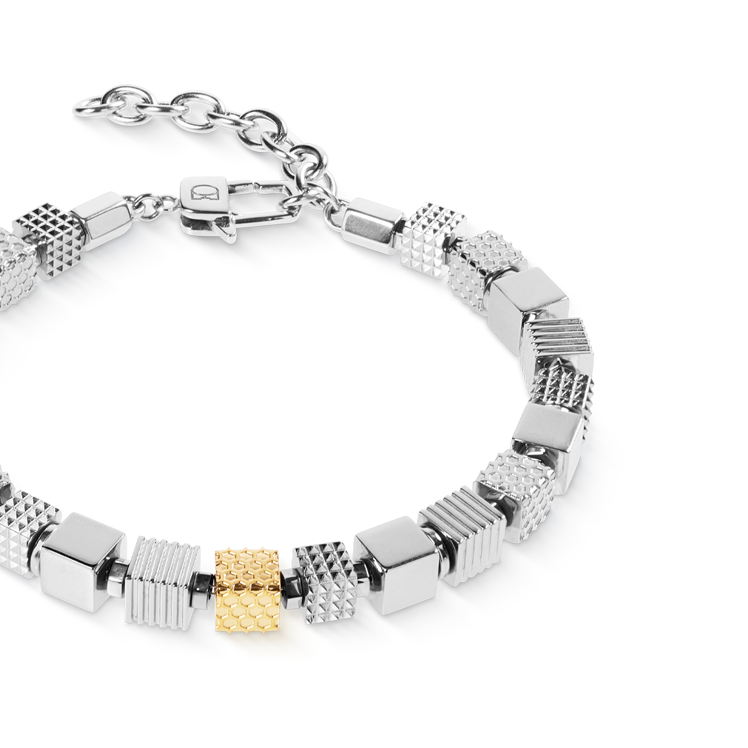 Armband Edelstahl Cubes Graphic Relief und Edelstahl Gold