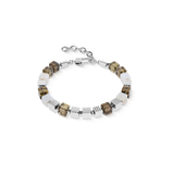 Armband Tigerauge Graphic Cubes aus Edelstahl