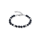 Armband Onyx- und Lavakugeln mit Mini Spikes Cubes aus Edelstahl von COEUR DE LION