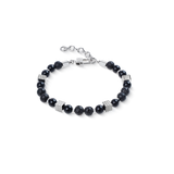 Armband Onyx- und Lavakugeln mit Mini Spikes Cubes aus Edelstahl