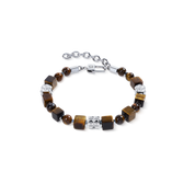 Armband Tigerauge Cubes und Kugeln mit Spikes Cubes aus Edelstahl von COEUR DE LION