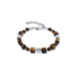 Armband Tigerauge Cubes und Kugeln mit Spikes Cubes aus Edelstahl