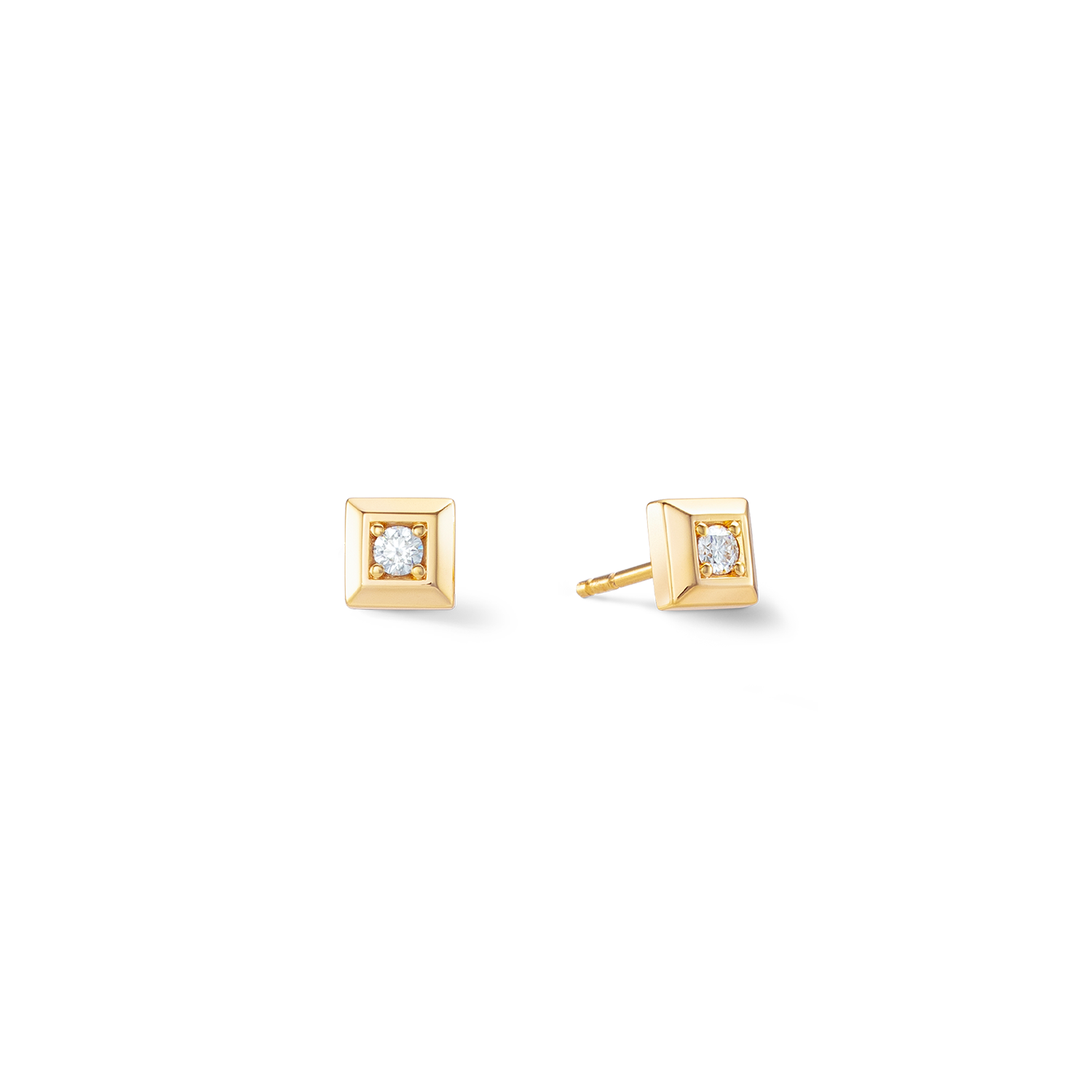 STATEMENT Collection Sparkling Square Ohrringe 6 mm gold