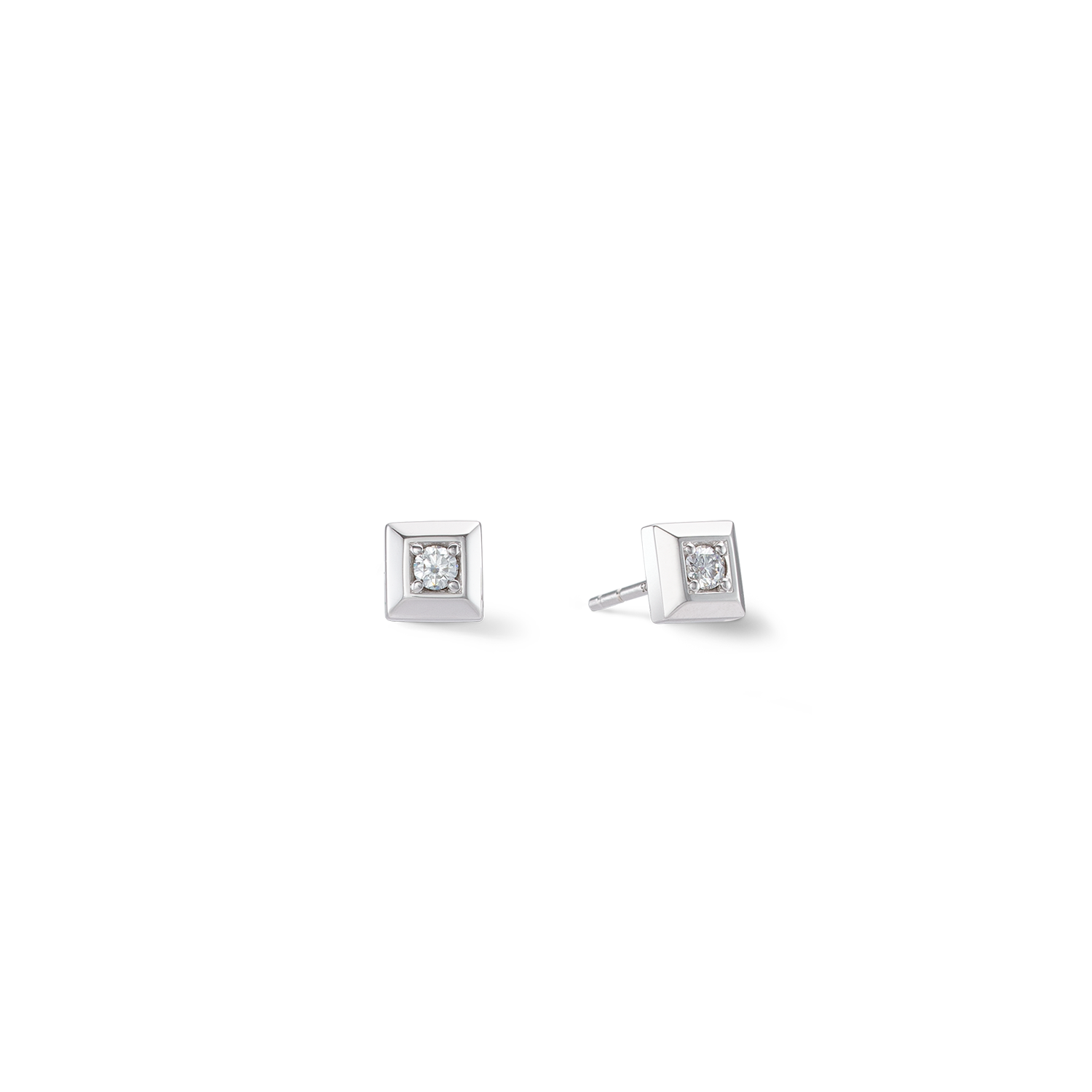 STATEMENT Collection Sparkling Square Ohrringe 6 mm silber