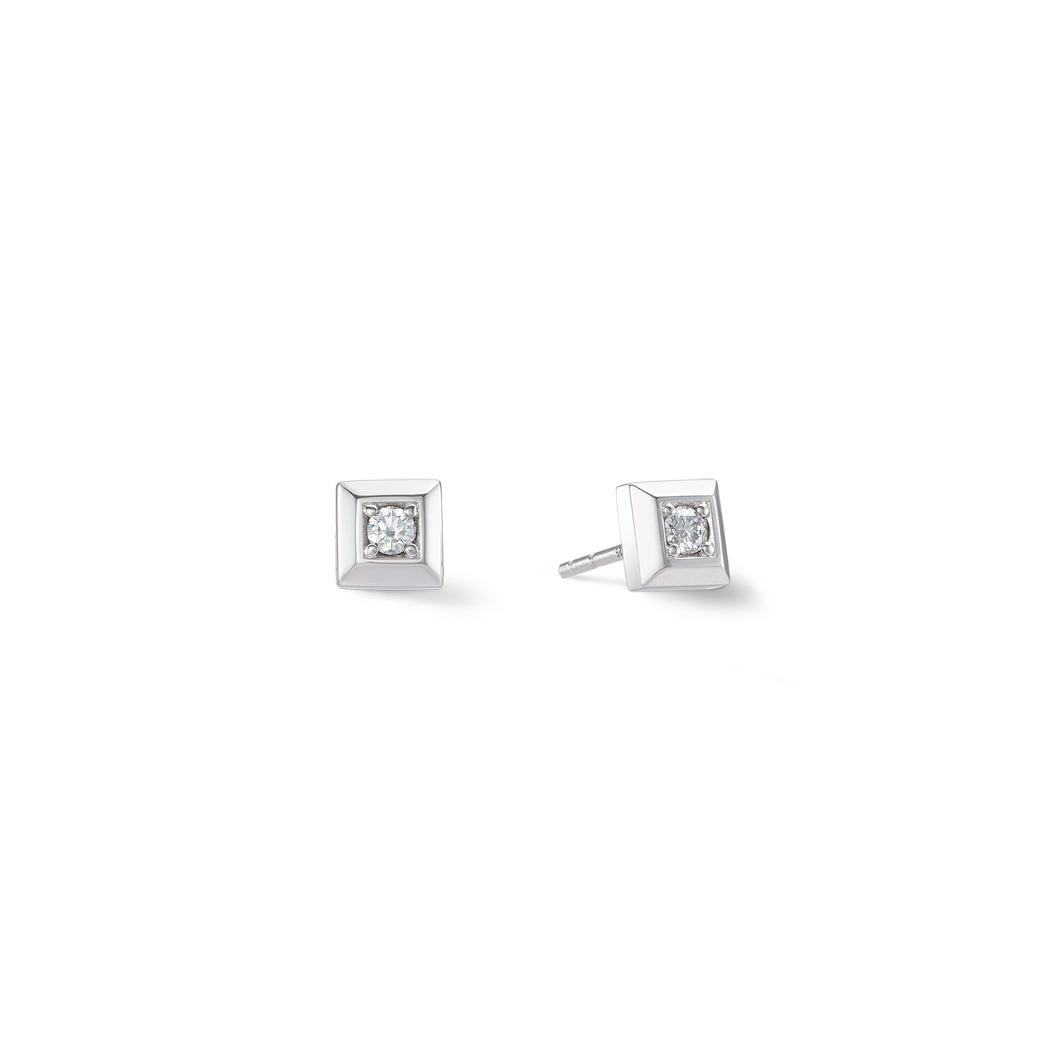 STATEMENT Collection Sparkling Square Ohrringe 6 mm silber
