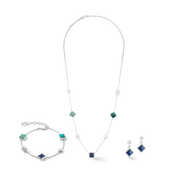 STATION Collection Ohrringe silber-blau von COEUR DE LION – im Set mit passenden Schmuckstücken