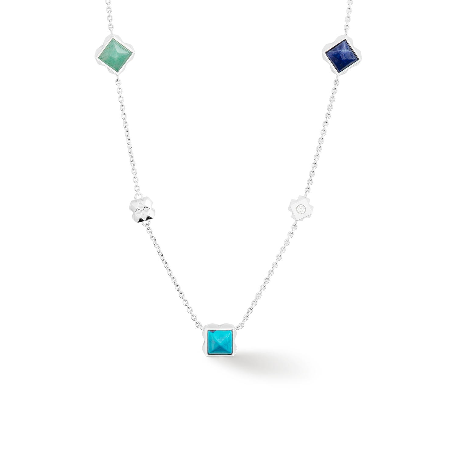 STATION Collection Halskette lang silber-blau