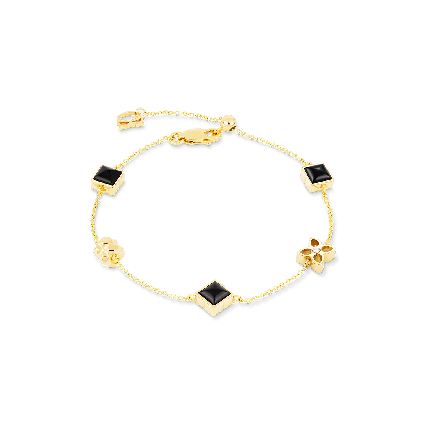 COEUR DE LION STATION Collection Armband Slider schwarz-gold – Frontansicht