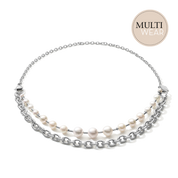 Halskette Süßwasserperlen & chunky chain 4-in-1 weiß-silber von COEUR DE LION