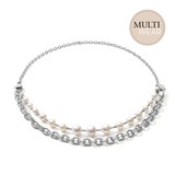 Halskette Süßwasserperlen & chunky chain 4-in-1 weiß-silber