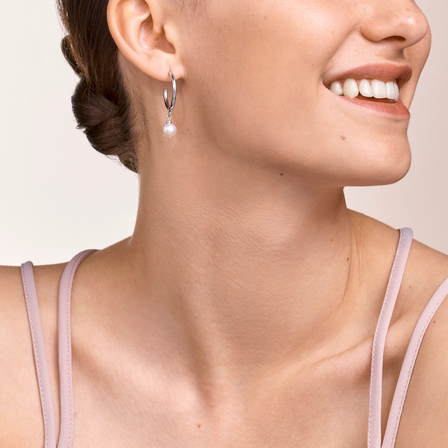 Ohrringe Creole Süßwasserperlen & chunky chain 4-in-1 weiß-silber
