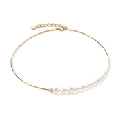 Halskette Asymmetrie Süßwasserperlen & Edelstahl weiß-gold von COEUR DE LION