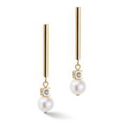 Ohrringe Asymmetrie Süßwasserperlen & Edelstahl weiß-gold von COEUR DE LION