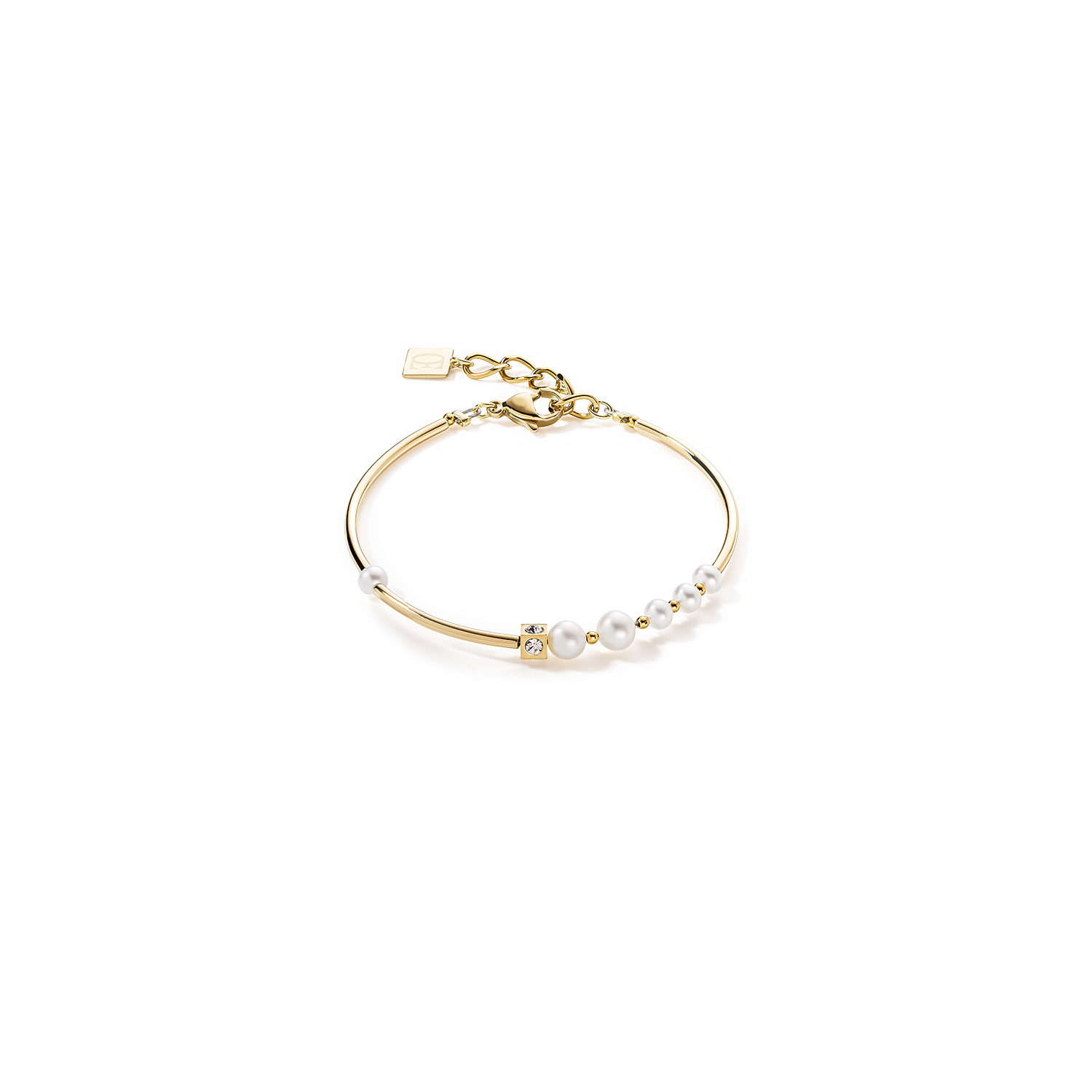 Armband Asymmetrie Süßwasserperlen & Edelstahl weiß-gold