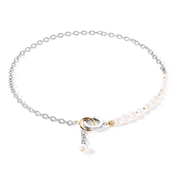 Halskette Y & ovale Süßwasserperlen mit O-Ring bicolor von COEUR DE LION