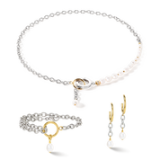 Ohrringe Y & ovale Süßwasserperlen mit O-Ring bicolor von COEUR DE LION – im Set mit passenden Schmuckstücken