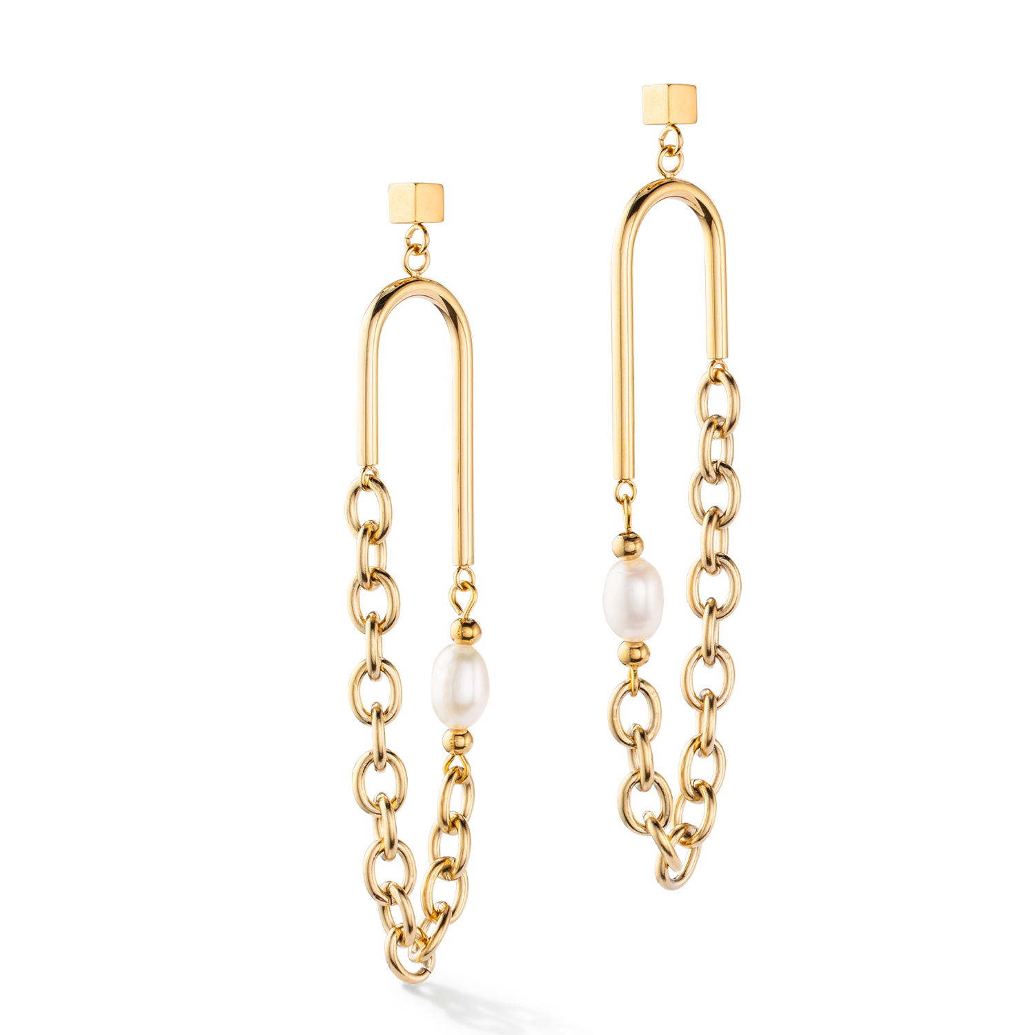 Ohrringe Boho Süsswasserperlen gold weiß