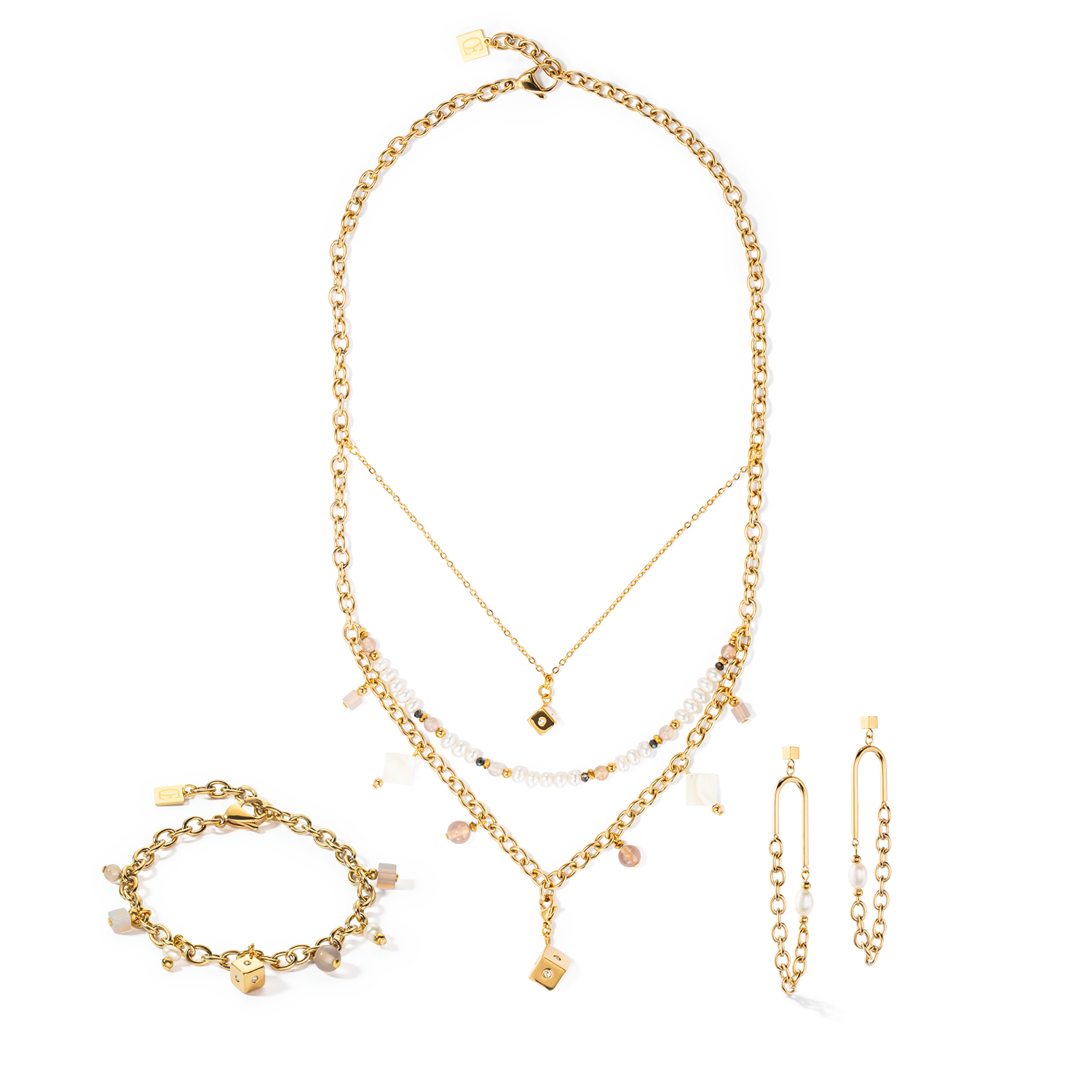 Ohrringe Boho Süsswasserperlen gold weiß
