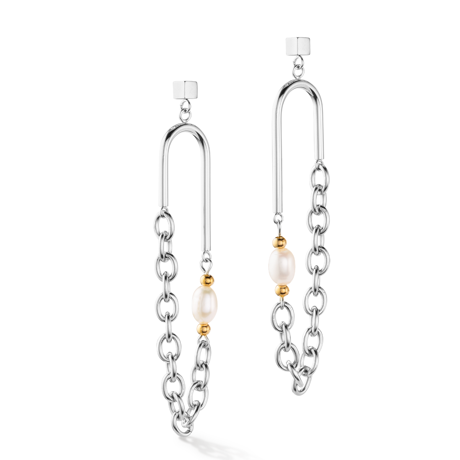 Ohrringe Boho Süsswasserperlen silber multicolor von COEUR DE LION – Detailaufnahme