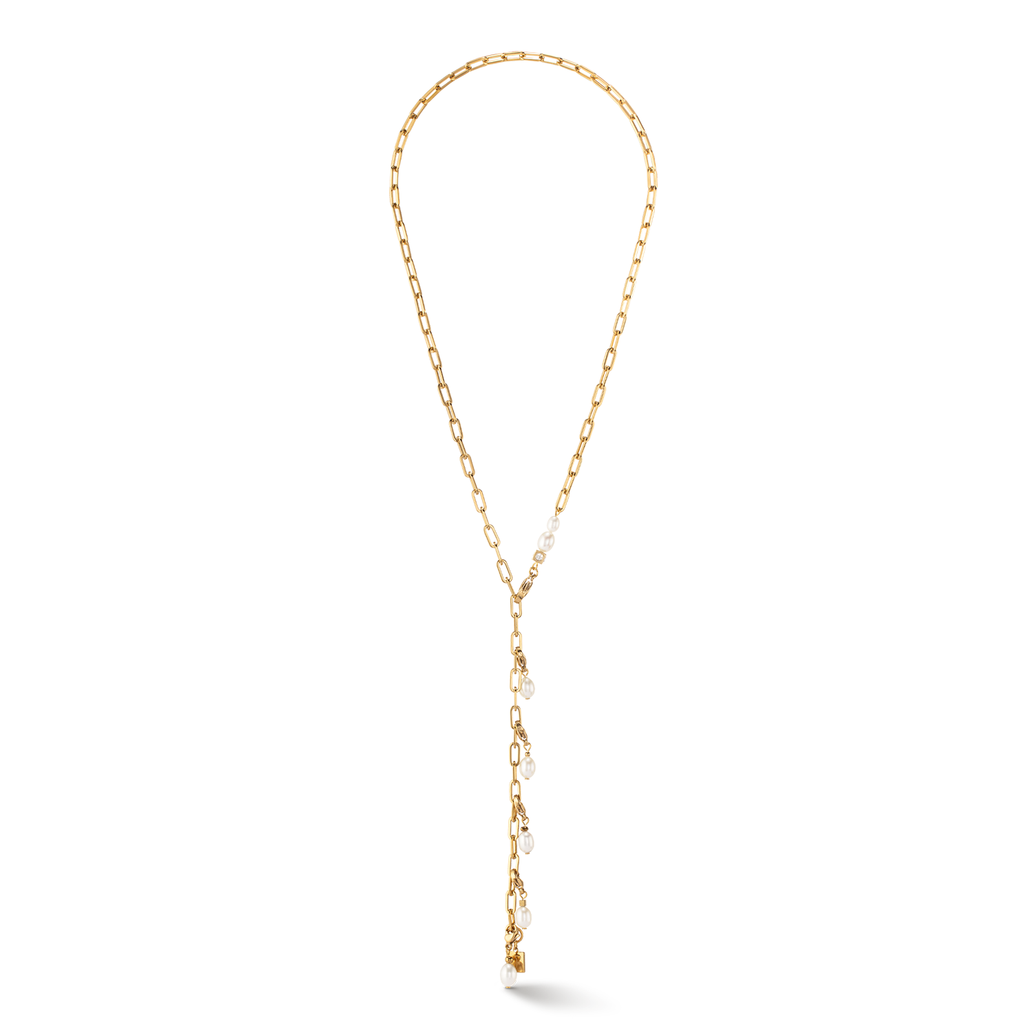 Halskette Modern Chain & Süßwasserperlen Charms gold von COEUR DE LION