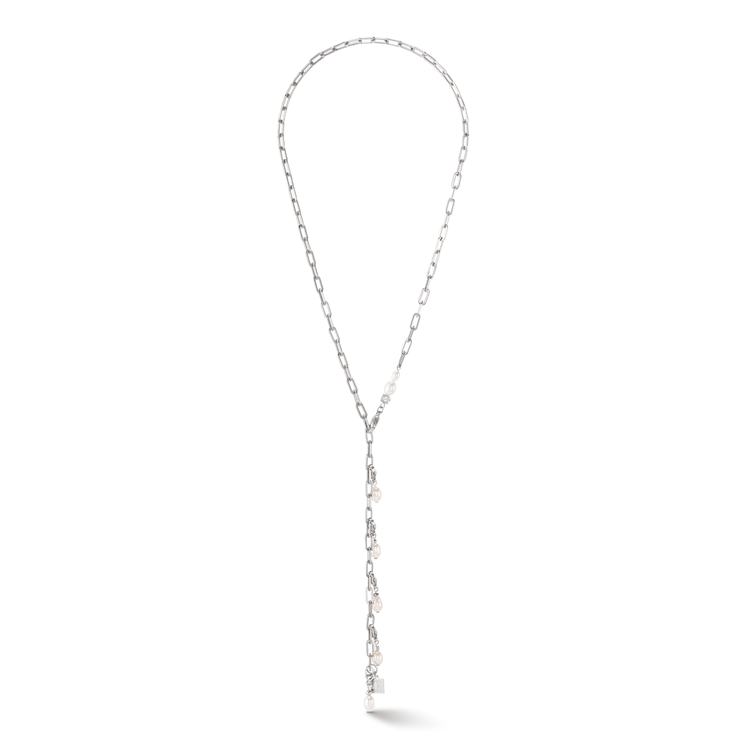 Halskette Modern Chain & Süßwasserperlen Charms silber