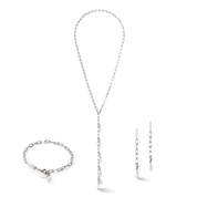 Halskette Modern Chain & Süßwasserperlen Charms silber von COEUR DE LION – im Set mit passenden Schmuckstücken