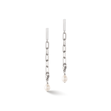 Ohrringe Modern Chain & Süßwasserperlen Charms silber