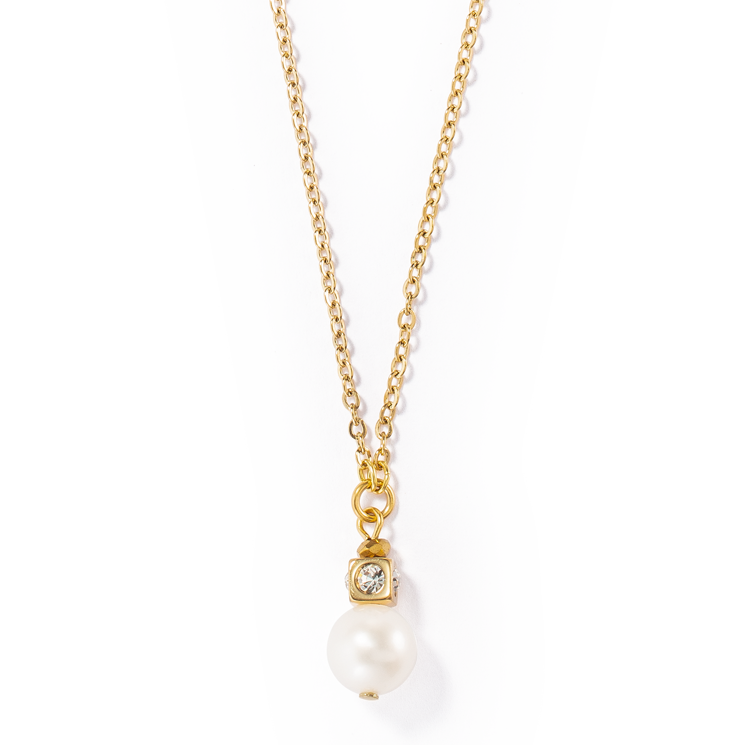 Halskette Solitaire Süßwasserperle gold von COEUR DE LION – Detailaufnahme