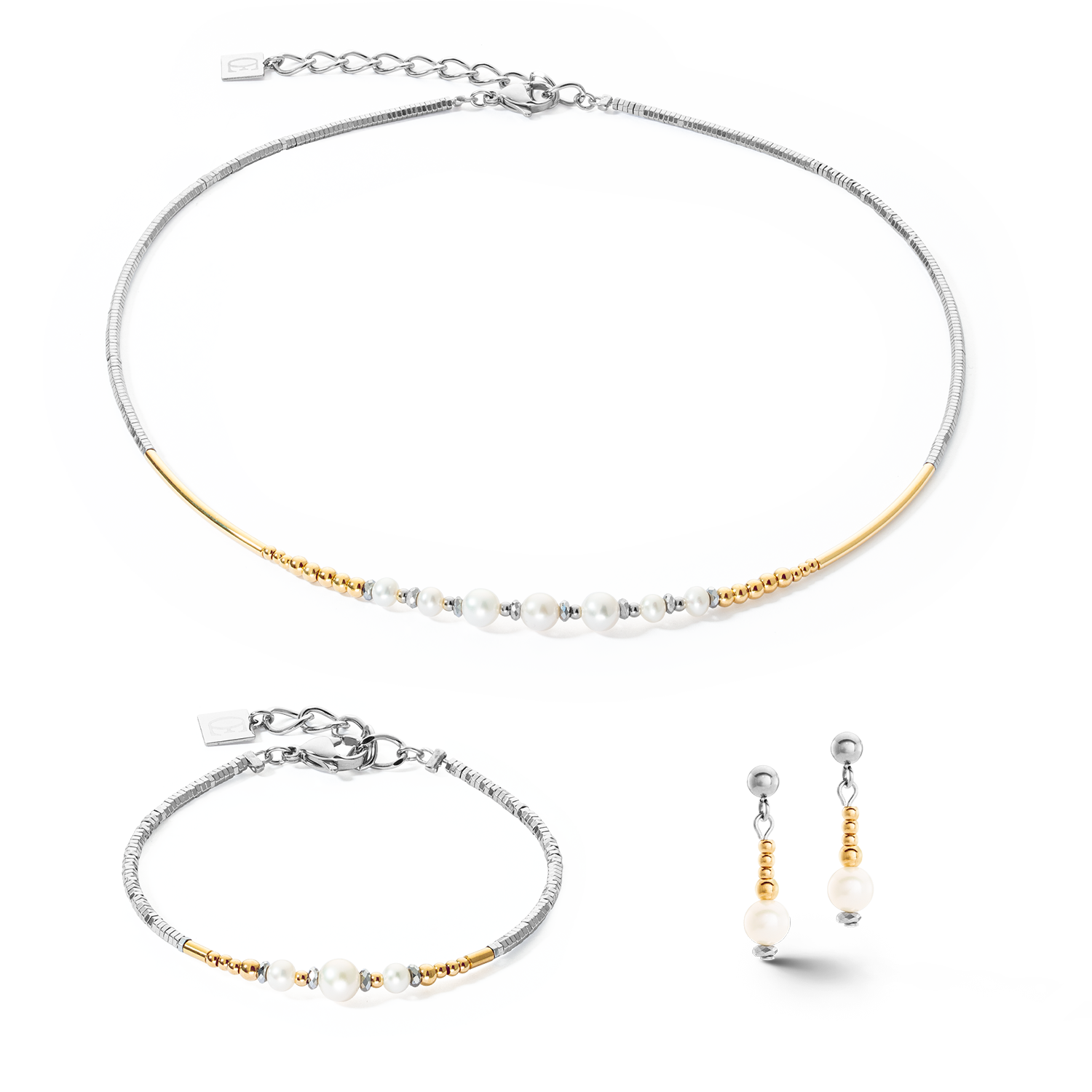Ohrringe Classic Princess Süßwasserperlen Bicolor von COEUR DE LION – im Set mit passenden Schmuckstücken