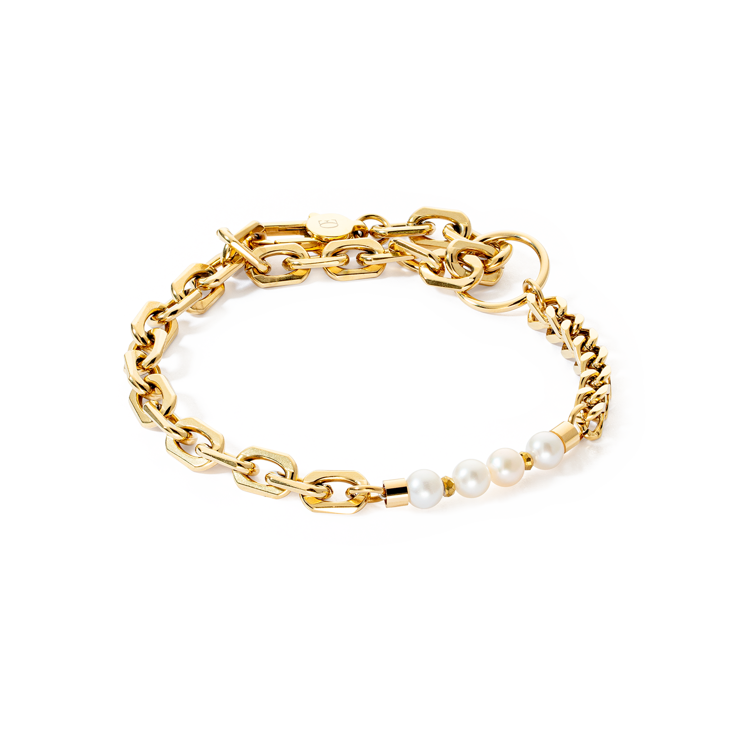 Armband Shape Shifter Süßwasserperlen gold