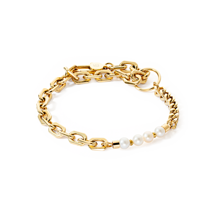 Armband Shape Shifter Süßwasserperlen gold