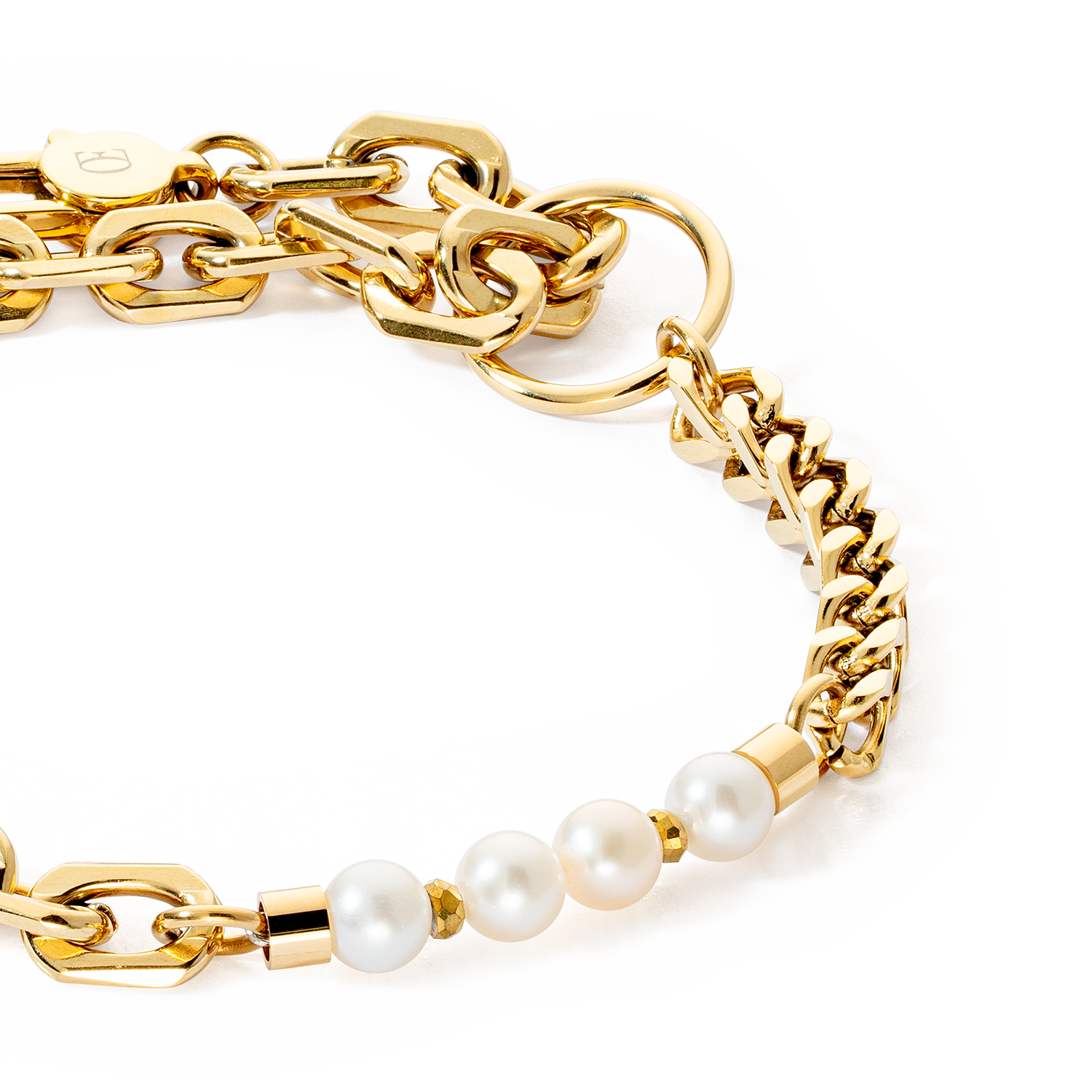 Armband Shape Shifter Süßwasserperlen gold