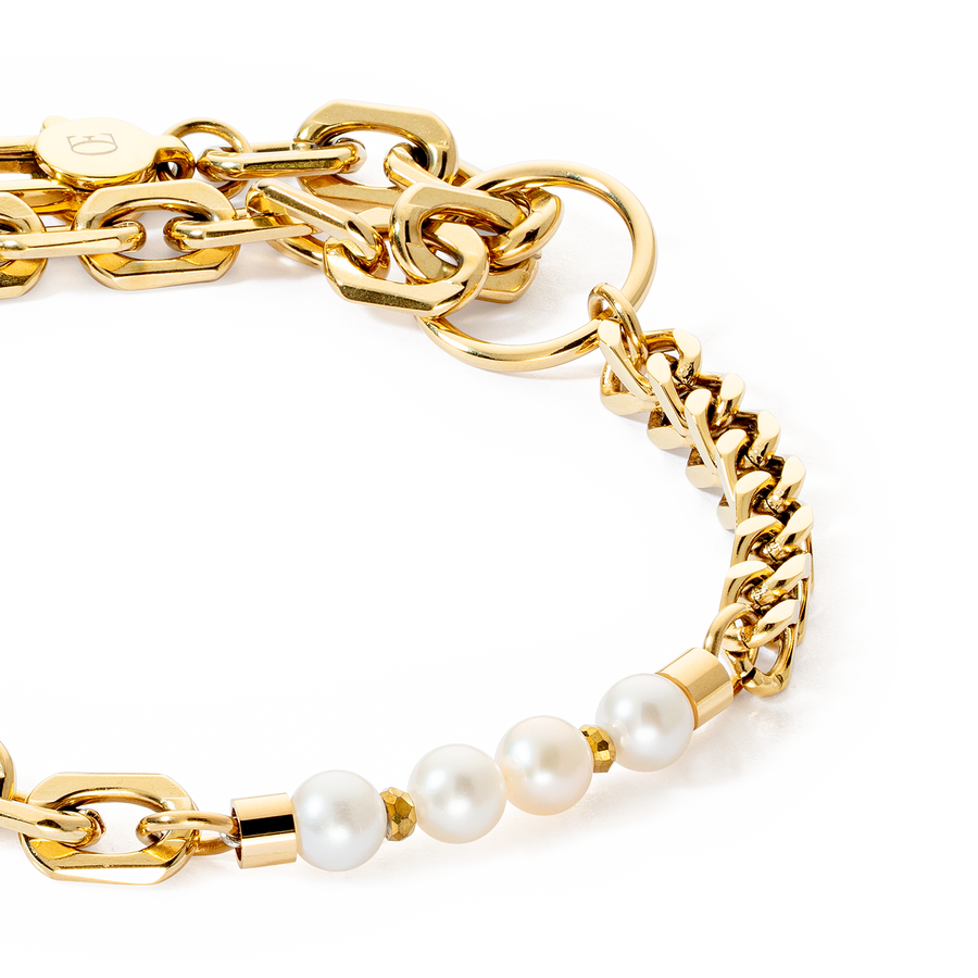 Armband Shape Shifter Süßwasserperlen gold