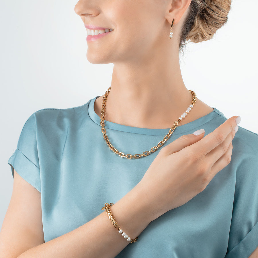 Armband Shape Shifter Süßwasserperlen gold