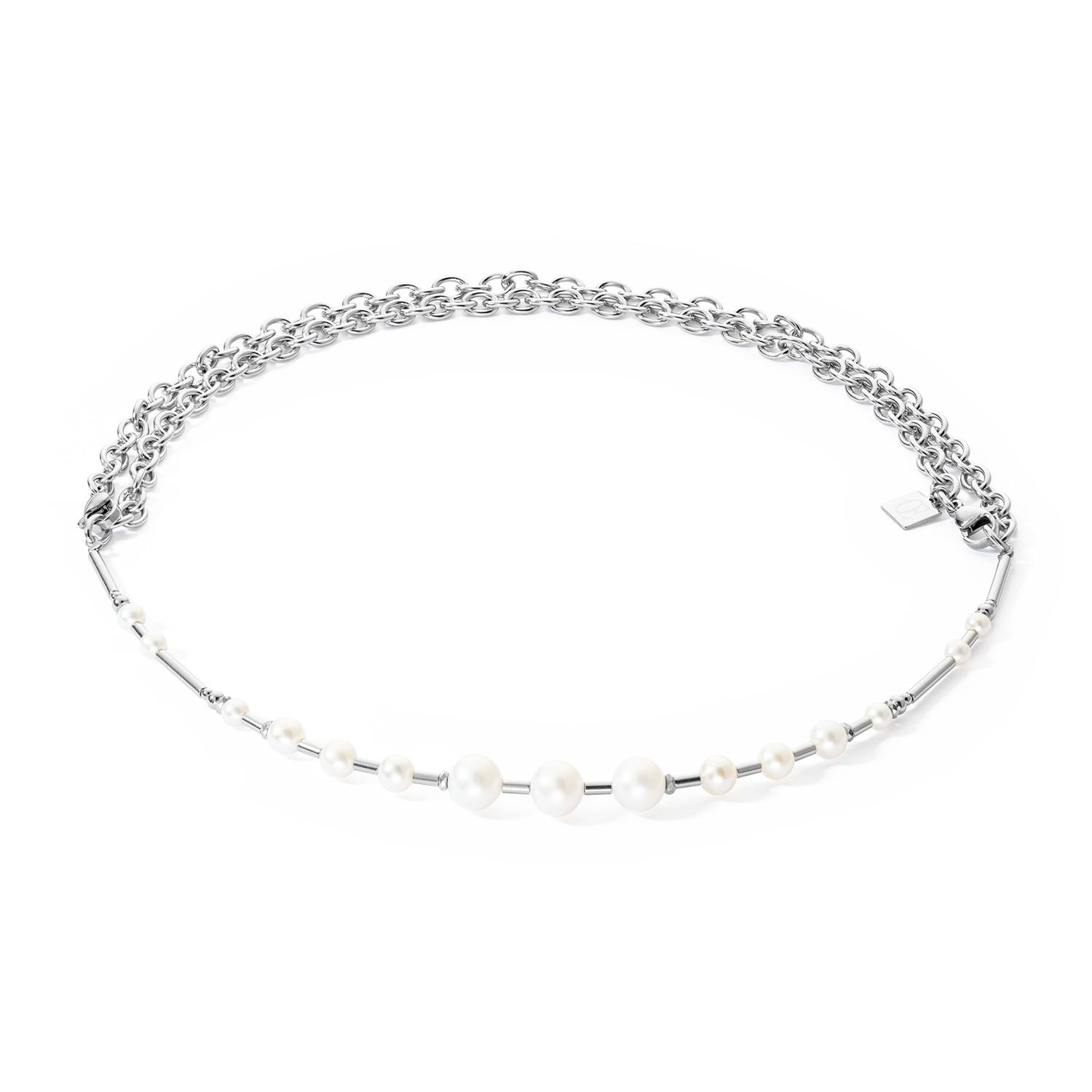 Halskette Süßwasserperlen & chain Multiwear silber von COEUR DE LION – Tragevariante