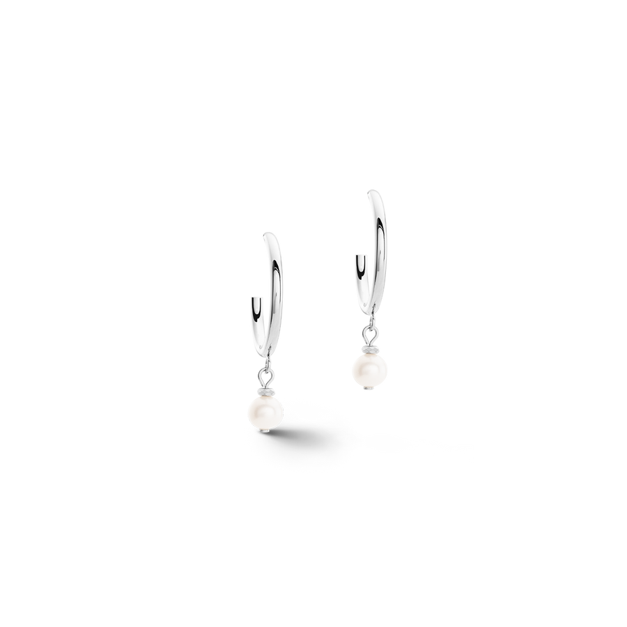 Ohrringe Creole Süßwasserperlen & chain Multiwear silber