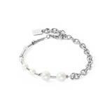 Armband Süßwasserperlen & chain Multiwear silber