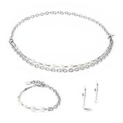 Armband Süßwasserperlen & chain Multiwear silber von COEUR DE LION – im Set mit passenden Schmuckstücken