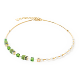 Halskette GeoCUBE® Fusion Precious Pearl Mix gold-grün