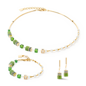Halskette GeoCUBE® Fusion Precious Pearl Mix gold-grün von COEUR DE LION – im Set mit passenden Schmuckstücken