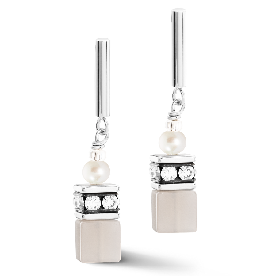 Ohrringe  GeoCUBE® Fusion Precious Pearl Mix silber-grau