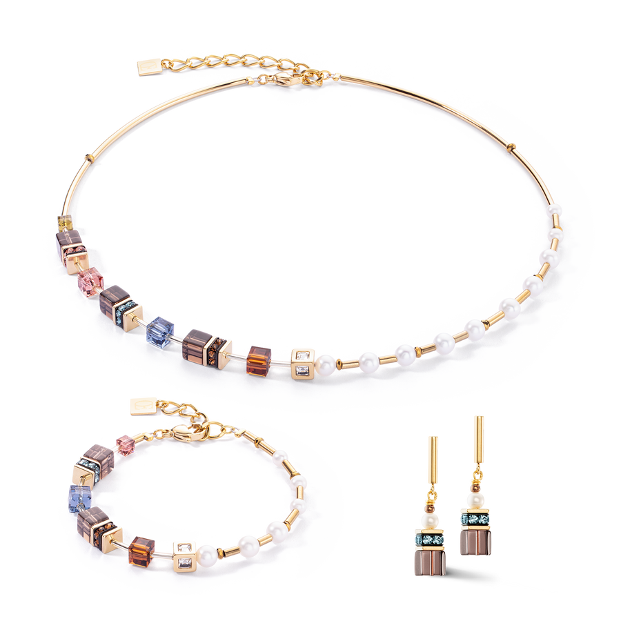 Ohrringe GeoCUBE® Fusion Precious Pearl Mix gold-autumn