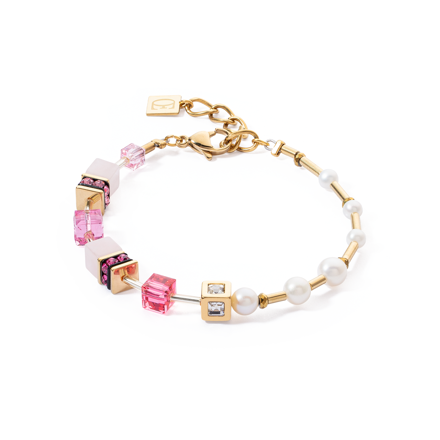 Armband GeoCUBE® Fusion Precious Pearl Mix Gold-Pink