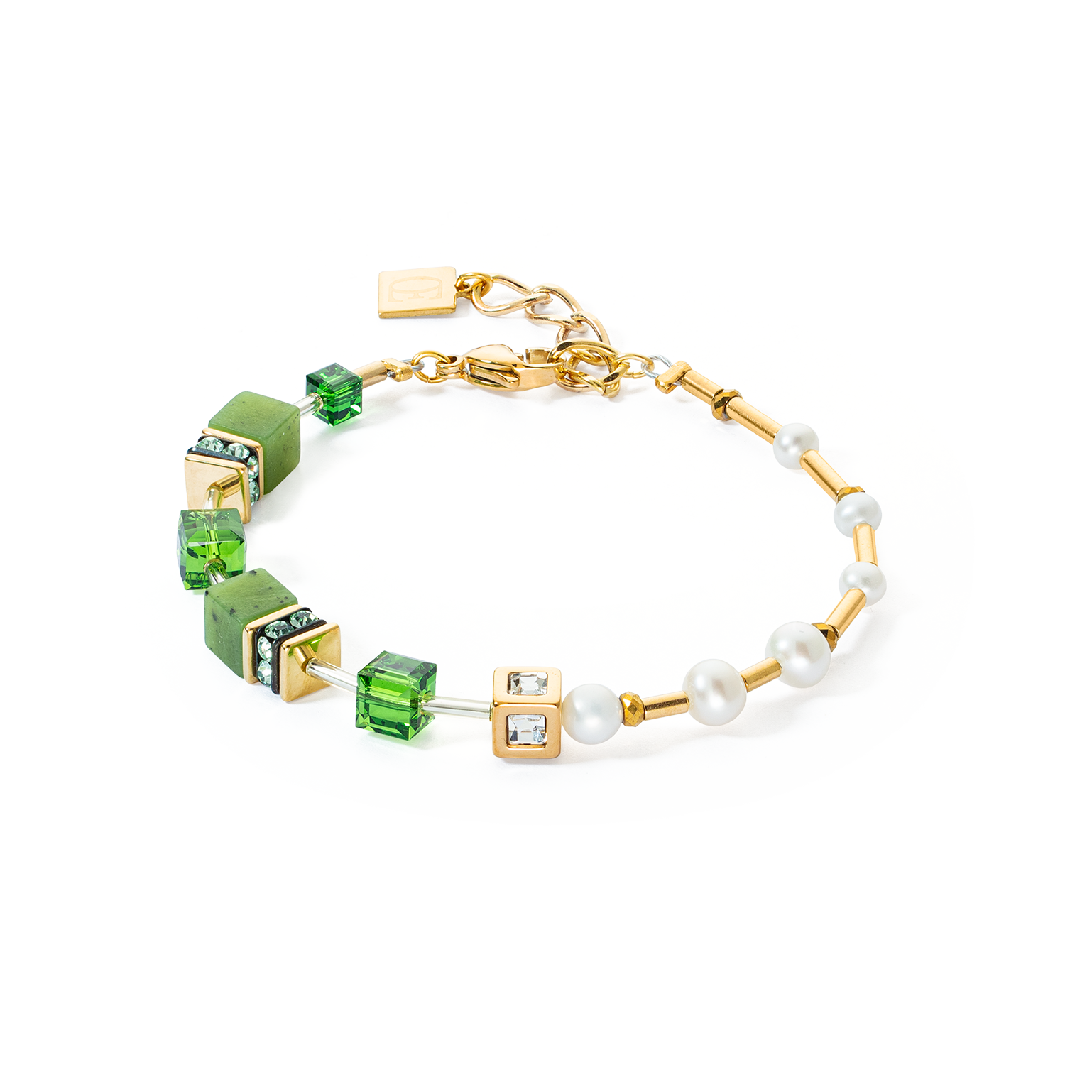 Armband  GeoCUBE® Fusion Precious Pearl Mix gold-grün