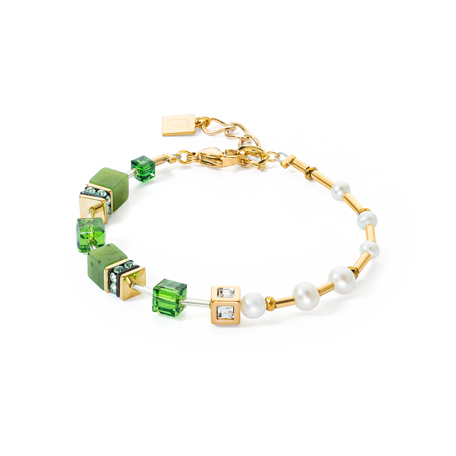 Armband  GeoCUBE® Fusion Precious Pearl Mix gold-grün