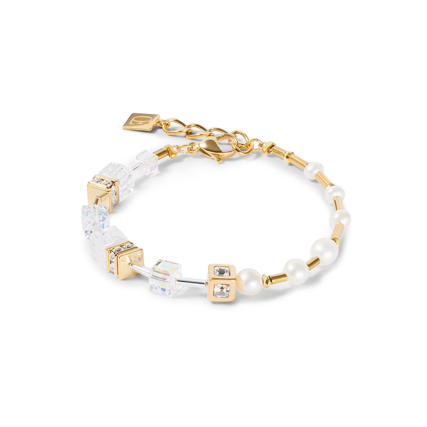 Armband GeoCUBE® Fusion Precious Pearl Mix gold-weiß von COEUR DE LION